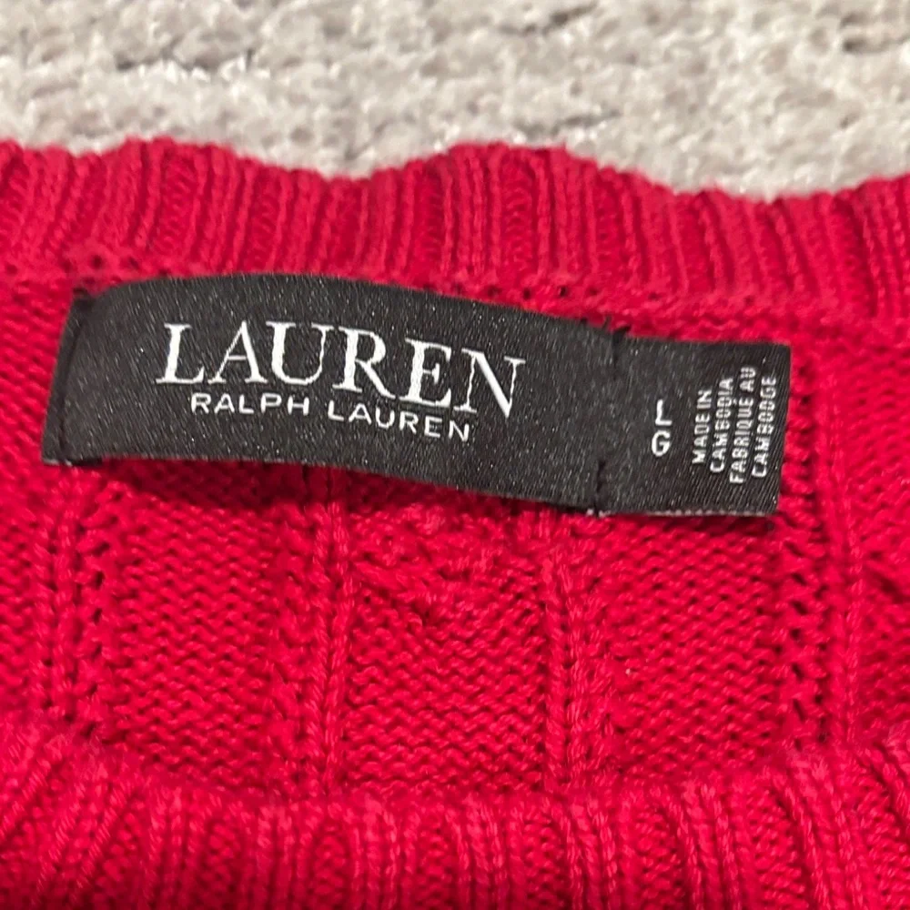Lauren Ralph Lauren Red Cable Knit Sweater size L - Picture 4 of 12